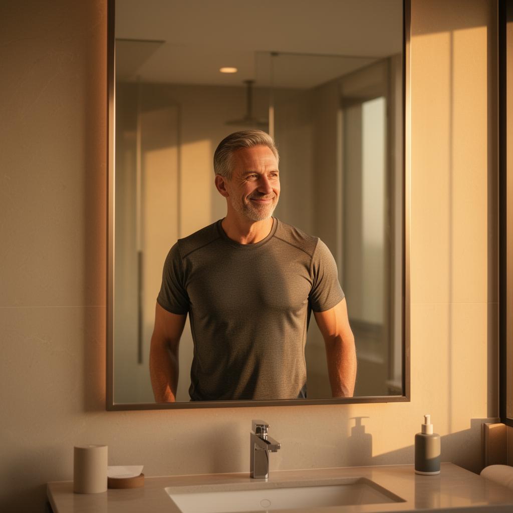 Confident man feeling energized after using Balance Blends male enhancement